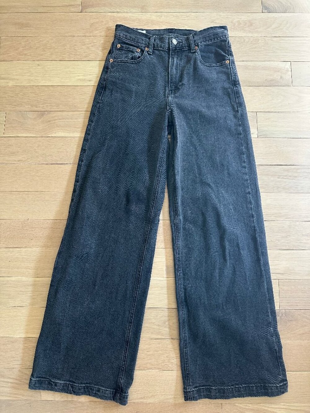 Gap High Rise Stride Wide Leg Jeans Washed Black 27